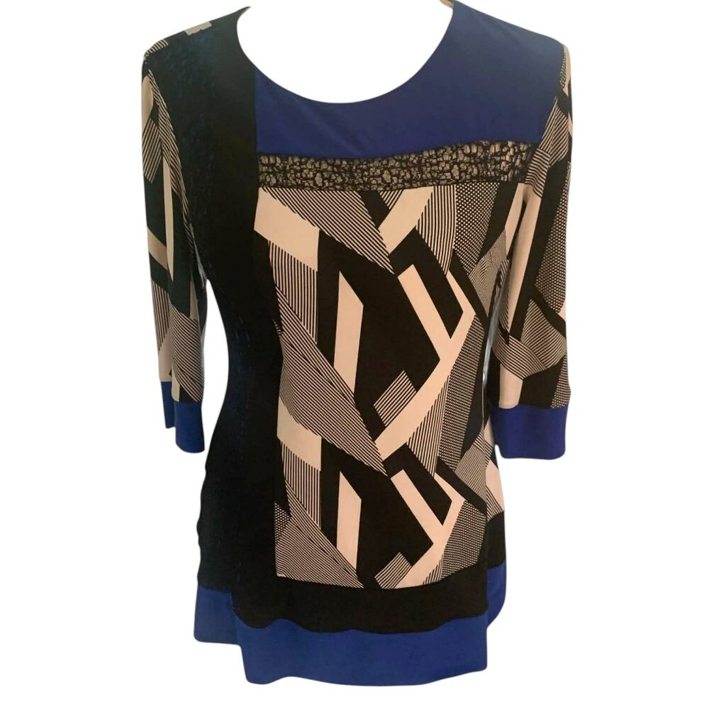 Joseph Ribkoff Blue Women's Geometric Top